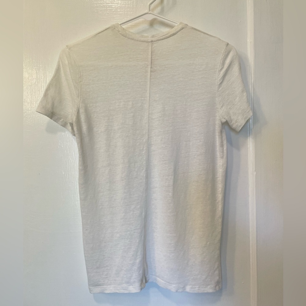 Aritzia The Group by Babaton Lagarde Linen T-Shirt Ivory Short Sleeve - Picture 2 of 7